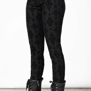 Killstar nora flocked trousers cross pattern whimsigoth size xs